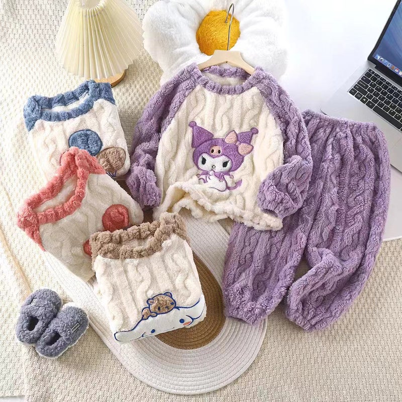 Cloud Velvet Home Clothing Jacquard Comfortable Cotton Velvet Parent Clothing Thick Warm Two-Piece Factory Tide - Image 2